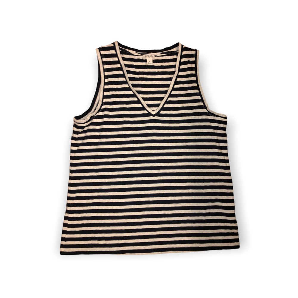 J. Crew Women’s V Neck Striped Blue White Tank Top